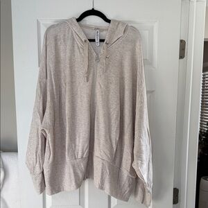 Athleta Light Beige Zip-Up Hoodie Sweater